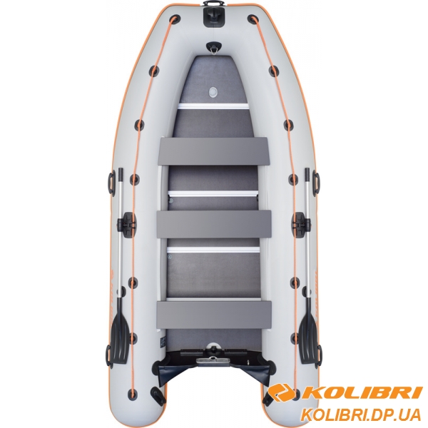 КМ-400DSL Моторная надувная лодка шестиместная килевая Kolibri серия SL (настил из алюминия)